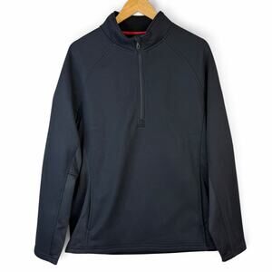 Mens Spyder Constant Half Zip Sweater Fleece Pullover Waffle Knit Black Large
